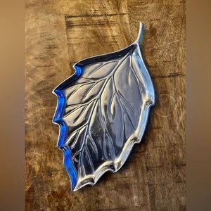 FITZ &‎ FLOYD Pewter Leaf Dish/Tray 14 inch Rare.